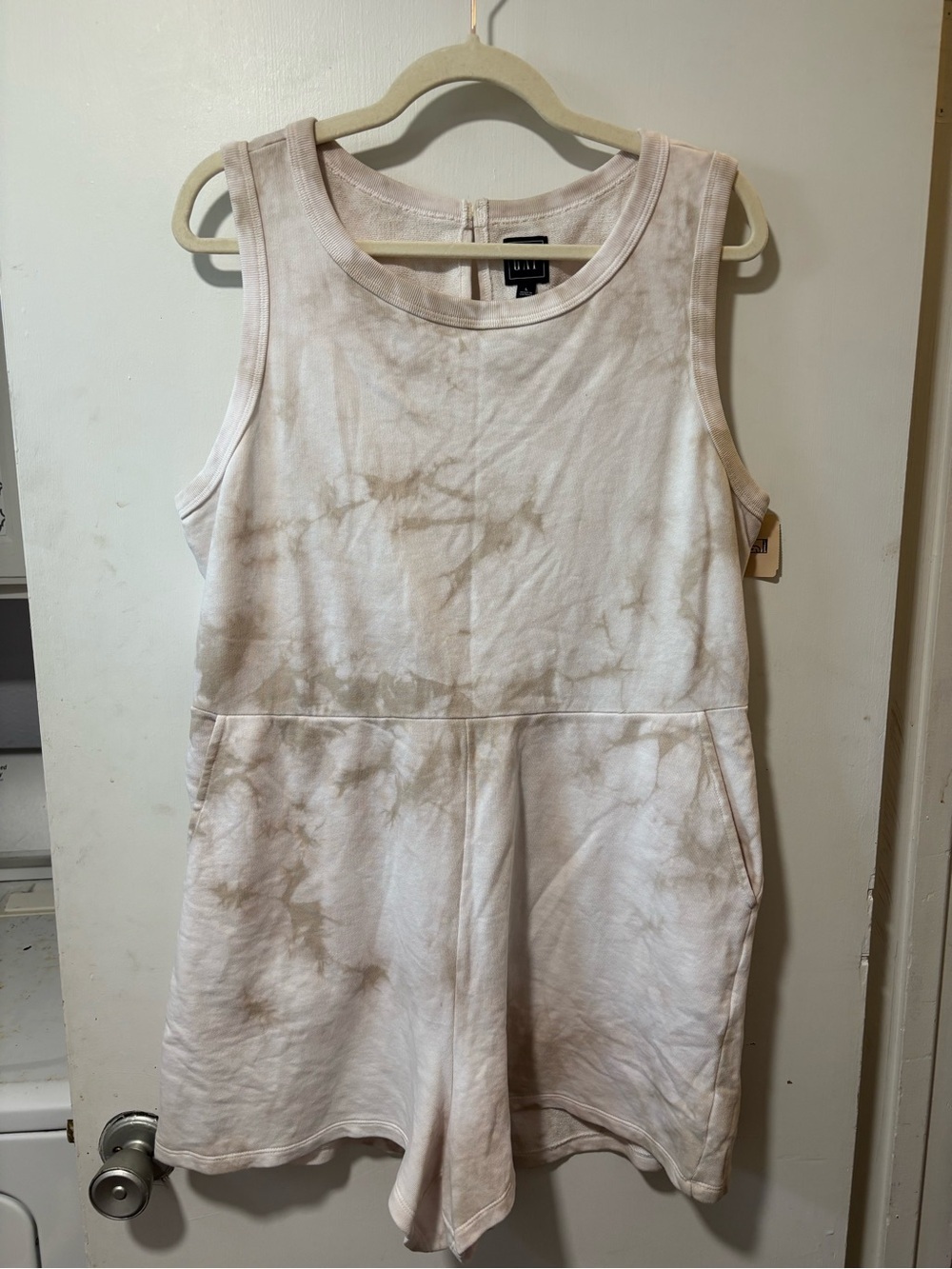 NWT Gap Tie Dye Romper Shorts Pockets Size L Large New Green White